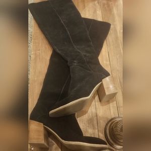 Nordstrom Treasure & Bond Dylan Lea Tall Heeled Boots 10M Black Suede Leather